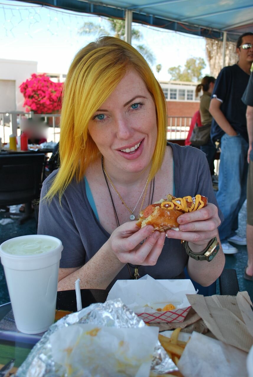 My heaven... A hot dog in a deep fried Twinkie topped with Cheez Whiz (Get one at The Infield in Sherman Oaks, CA)