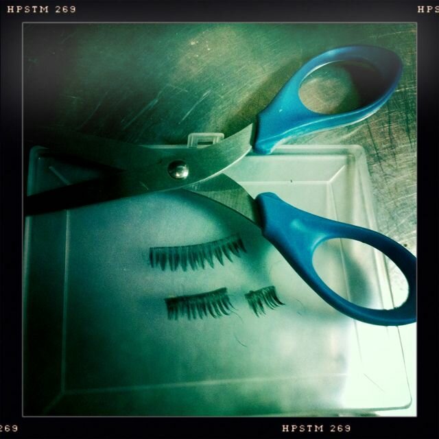 I cut lashes to size for my underneath outer corners. 